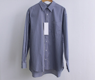 Relaxed Cotton Shirt (Navy Stripe)