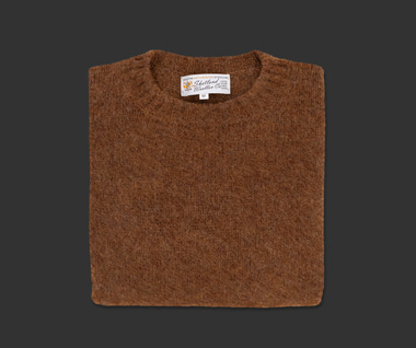Shetland Wool Crew Neck Sweater (Pecan)
