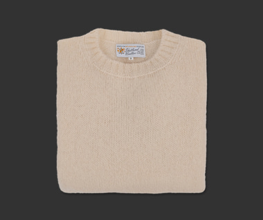Shetland Wool Crew Neck Sweater (Cream)